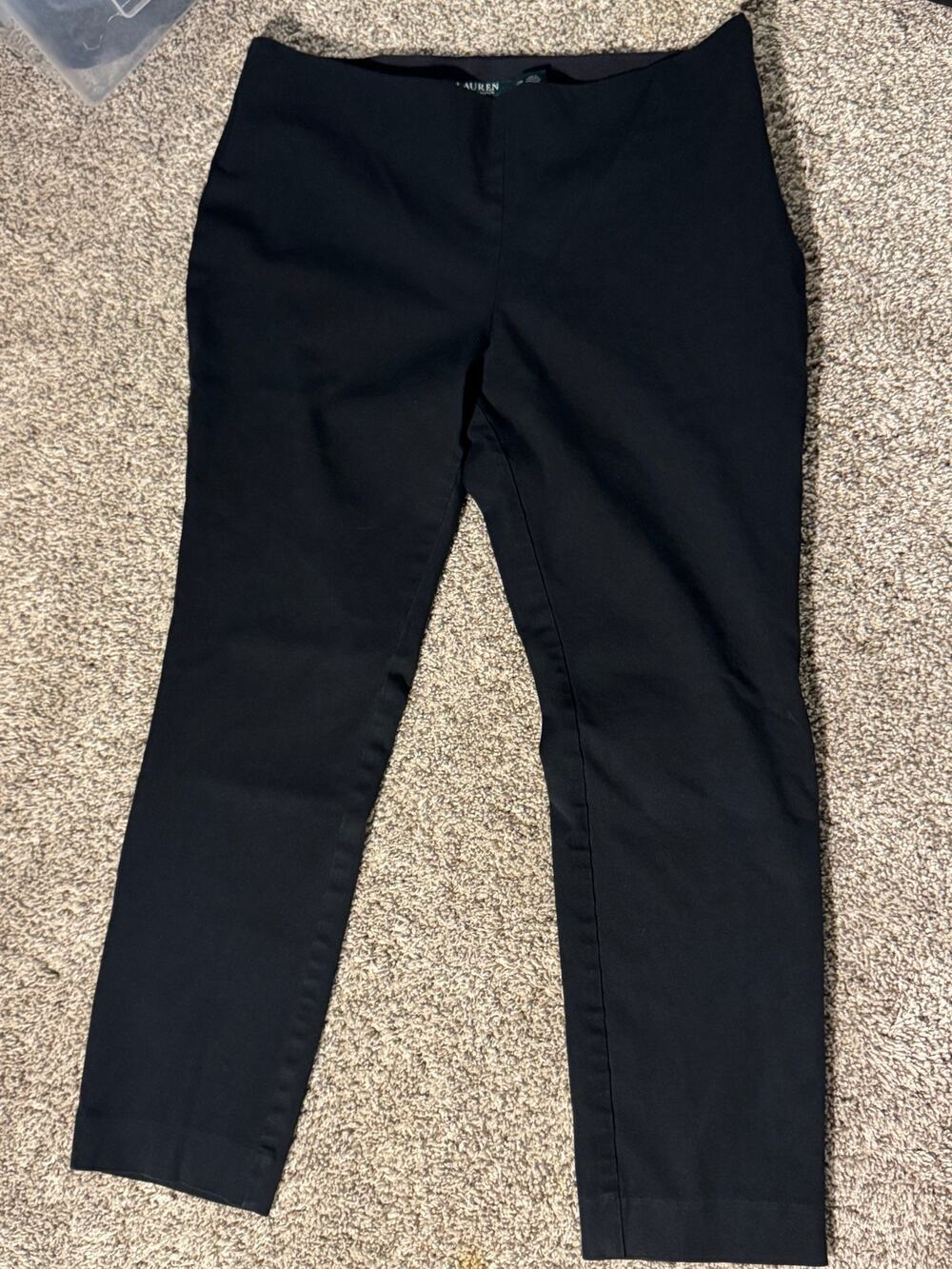 Lauren Ralph Lauren Black Side Zip Slim Ankle Crop Dress Pants Women's Size 10P
